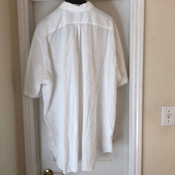 Men’s POLO White Linen short sleeve shirt - Picture 4 of 4